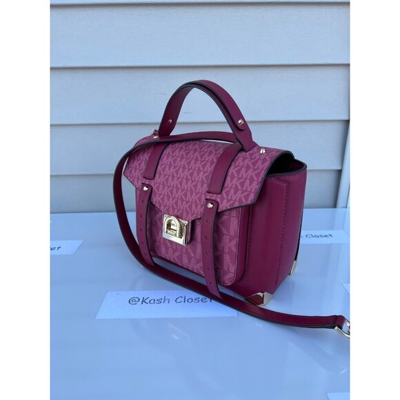 Michael Kors satchel manhattan medium leather berry - Picture 3 of 11